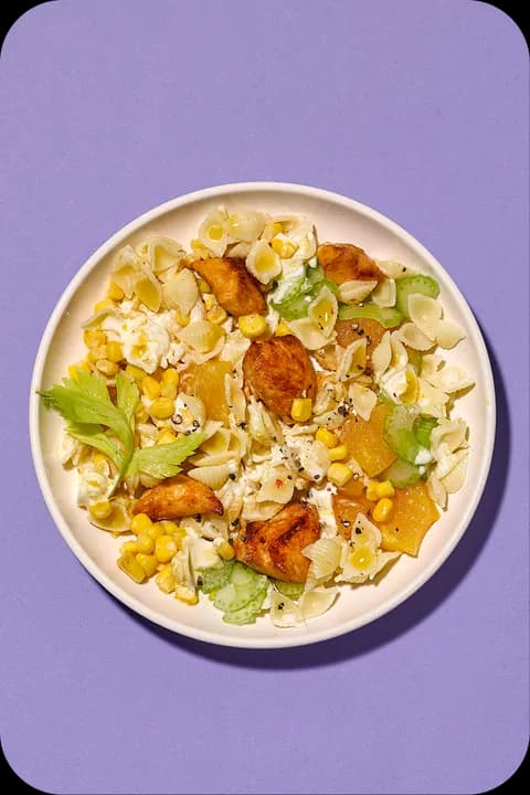 Nudelsalat mit Hähnchen und Mais – FoodDude