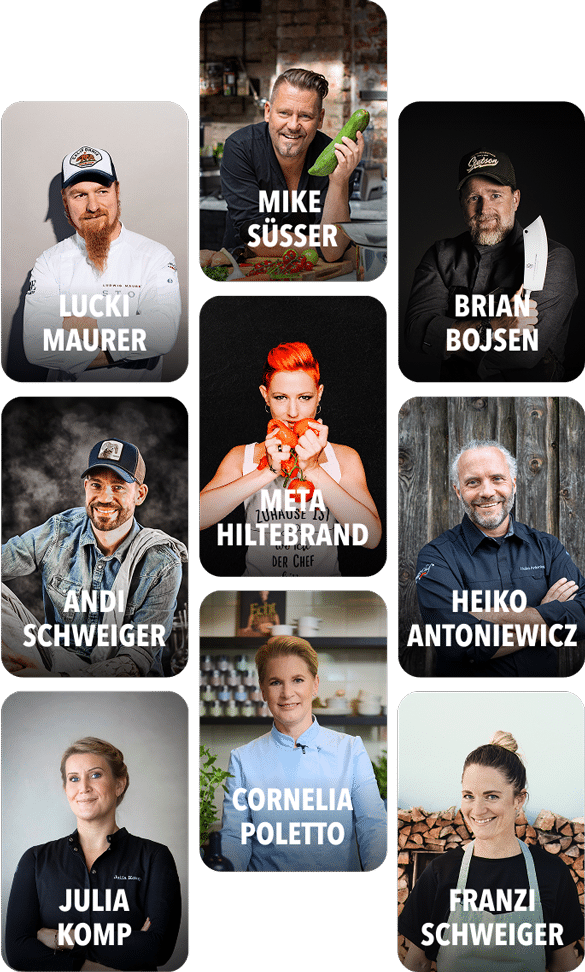 Portraits von 9 mitwirkenden Köchen